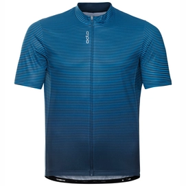 Maillot de Cyclisme Odlo Homme S/U Collar S/S full Zip Essential Indigo Bunting Blue Teal-S