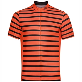 Maillot de Cyclisme Odlo Homme S/U Collar S/S Full Zip Essential Exuberant Orange Black-M