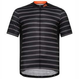 Maillot de Cyclisme Odlo Homme S/U Collar S/S Full Zip Essential Black Odlo Graphite Grey-L