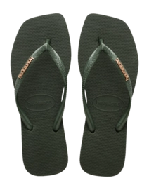 Flip Flops Havaianas Square Logo Metallic Damen Green Olive