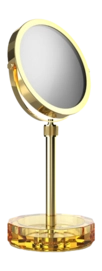 Make-Up Mirror Decor Walther Kristall KSA with Dish Amber Gold 24 Carat (4x + 1x magnification)