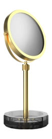 Make-up Spiegel Decor Walther Kristall KSA mit Schälchen Anthrazit Matt Gold 24 Karat (4x + 1x Vergrößerung)