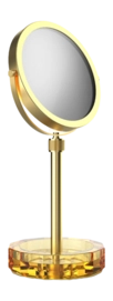 Make-Up Mirror Decor Walther Kristall KSA With Dish Amber Matte Gold 24 Carat (4x + 1x magnification)