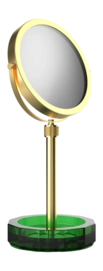 Make-up Spiegel Decor Walther Kristall KSA Met Schaaltje Groen Mat Goud 24 Karaat (4x + 1x magnification)