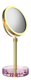 Make-up Spiegel Decor Walther Kristall KSA Met Schaaltje Roze Mat Goud 24 Karaat (4x + 1x magnification)