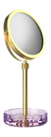 Specchio trucco Decor Walther Kristall KSA, 4x, base portaoggetti, Viola / Oro 24 Carati opaco