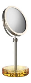 Make-up Spiegel Decor Walther Kristall KSA mit Schälchen Amber satiniert Nickel (4x + 1x Vergrößerung)