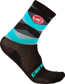 Fietssok Castelli Men Fatto 12 Sock Black Sky Blue