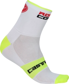 Fietssok Castelli Men Rossocorsa 13 White Yellow Fluo