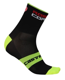 Fietssok Castelli Men Rosso Corsa 9 Black Yellow Fluo