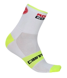 Fietssok Castelli Men Rosso Corsa 9 White Yellow Fluo