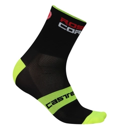 Fietssok Castelli Men Rosso Corsa 6 Black Yellow Fluo