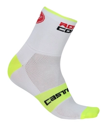Fietssok Castelli Men Rosso Corsa 6 White Yellow Fluo