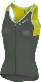 Top Castelli Men Solare Forest Gray Yellow Fluo