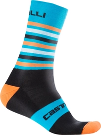 Fahrradsocke Castelli Gregge 15 Sock Black Orange Fluo Herren