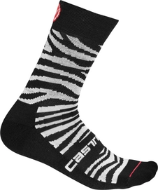 Fahrradsocke Castelli Safari 15 Sock Zebra Black White Damen