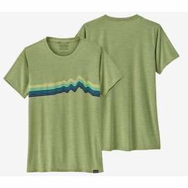 T-Shirt Patagonia Cap Cool Daily Graphic Shirt Damen Ridge Rise Stripe Salvia Green X Dye