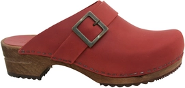 Klomp Sanita Women Wood Urban Open Dark Red Houten zool