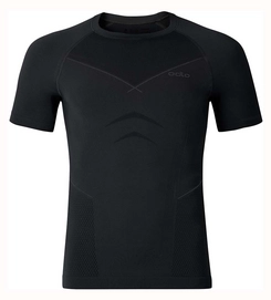 Ondershirt Odlo Mens S/S Crew Neck Evolution Warm Black Graphite Grey