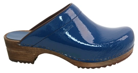 Klomp Sanita Women Wood Classic Patent Open Denim