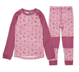 Base Layer Set Helly Hansen Kids HH Lifa Merino Set Bubblegum Pink