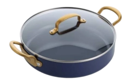 Hapjespan Greenpan Barcelona Met Keramische Antikleeflaag Met Deksel Blauw/Goud 30 cm