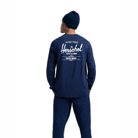 Trui Herschel Supply Co. Men's Long Sleeve Tee Classic Logo Peacoat White