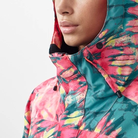 Ski jas O'Neill Women Frozen Wave Anorak Pink AOP Green