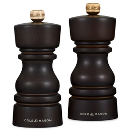 Set da 2 Macina pepe e Macina sale Cole & Mason London Precision + 13 cm, Legno Cioccolato scuro