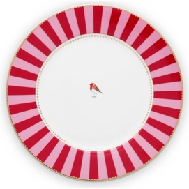 Plate Pip Studio Love Birds Stripes Red Pink 26.5 cm (Set of 6)