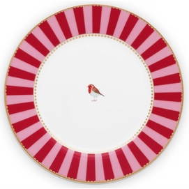 Bord Pip Studio Love Birds Stripes Red Pink 21 cm (Set van 6)