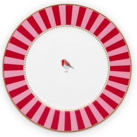 Teller Pip Studio Love Birds Stripes Red Pink 17 cm (6er Set)