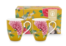 Mok Pip Studio Blushing Birds Yellow 350 ml (Set van 2)