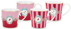 Mok Pip Studio Love Birds Red Pink Small 150 ml (Set van 4)