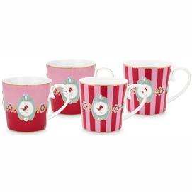Mok Pip Studio Love Birds Red Pink Large 250 ml (Set van 4)