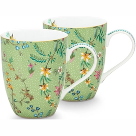 Mok Pip Studio Jolie Flowers Green 350 ml (2-Delig)