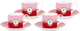 Kaffetasse Pip Studio Love Birds Red Pink 200 ml (4er Set)