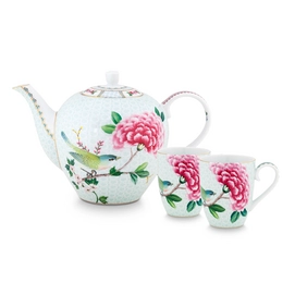 Theeset Pip Studio Blushing Birds White (Set van 3)