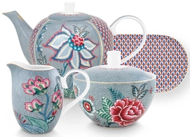 Theeset Pip Studio Flower Festival Blue (Set van 4)