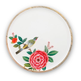Serveerbord Pip Studio Blushing Birds Wood Enamelled White 32 cm