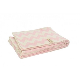 Babydeken Little Naturals Katoen Chevron Pink / Off-White