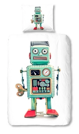 Dekbedovertrek Good Morning Robot Wit Katoen