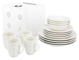Service de Vaisselle vtwonen Golden Hearts Ivory White (16 pièces)