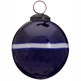 Kerstbal VT Wonen Round Stripe Blue 8 cm (set van 4)