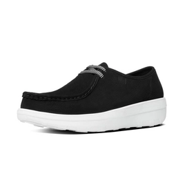 Mocassin Femme FitFlop Loaff Lace-Up Moc Nubuck Black White Sole-Taille 36