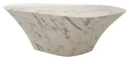 Coffee Table POLSPOTTEN Oval Marble Look White