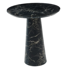 Side Table POLSPOTTEN Disc Marble Look Black