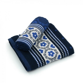 Theedoek Bunzlau Castle Blossom Dark Blauw