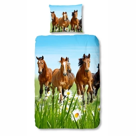Dekbedovertrek Good Morning Horses Multi Katoen-140 x 200 / 220 cm | 1-Persoons