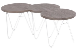 Bijzettafel Hartman Sophie Teak Side Table Ø50 H45 White (set van 3)